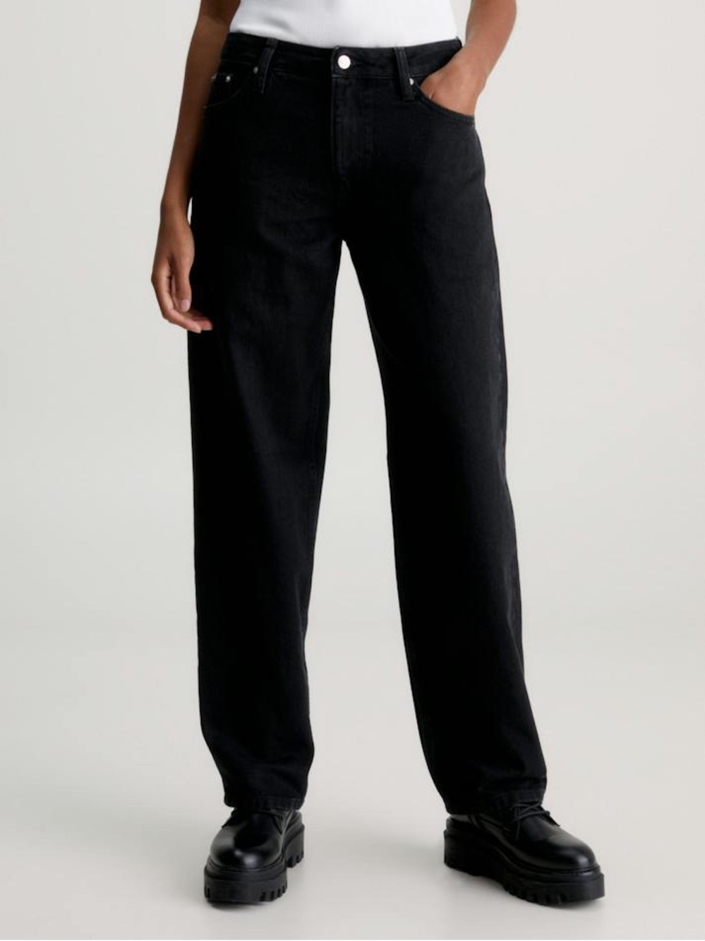 Calvin Klein Solid Black Signature 90s Straight Leg Jeans Size W30 X I30
